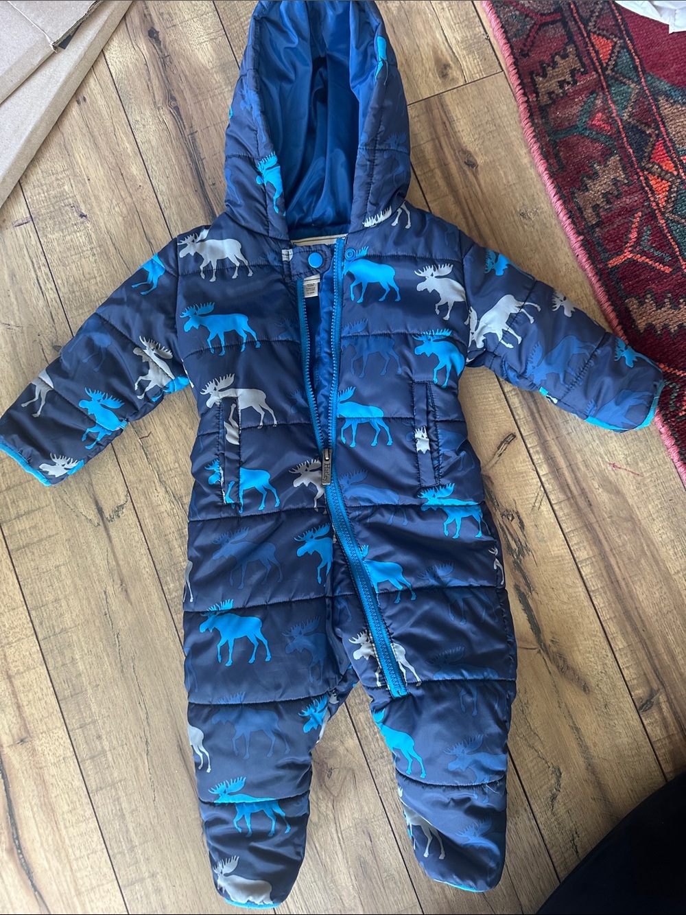 Hatley Blue Moose-Print Puffer Jacket
